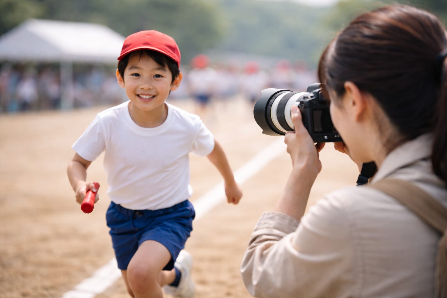 ミラーレスカメラで子供の瞳を追尾し背景をボカす